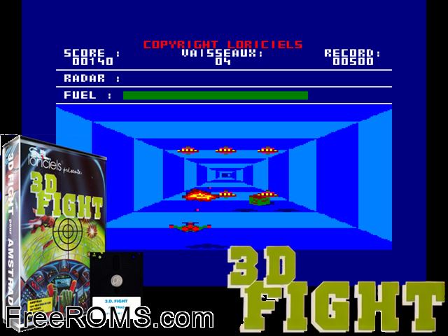 3D Fight (F) (1985) [a1] Amstrad CPC game showing 3D box cover and gameplay screenshot